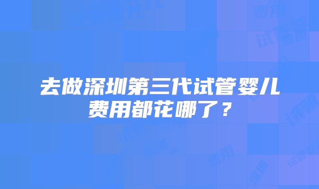 去做深圳第三代试管婴儿费用都花哪了?