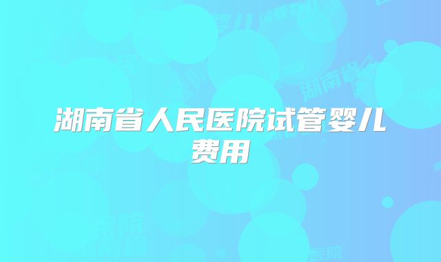 湖南省人民医院试管婴儿费用