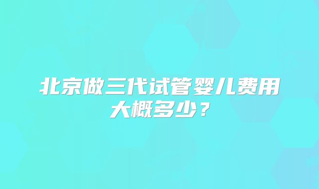 北京做三代试管婴儿费用大概多少？