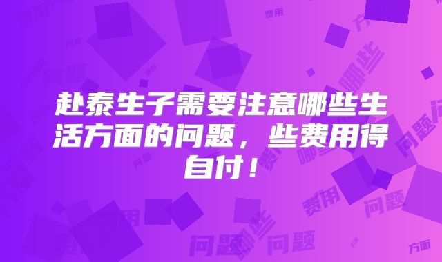赴泰生子需要注意哪些生活方面的问题，些费用得自付！