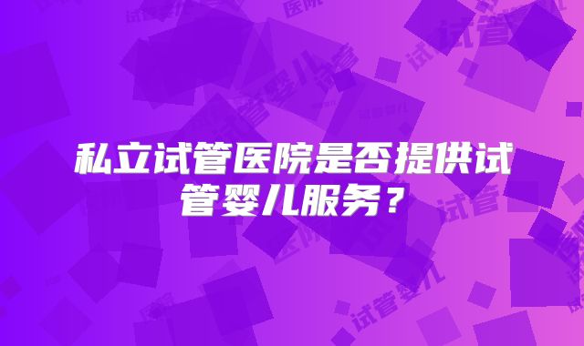 私立试管医院是否提供试管婴儿服务？