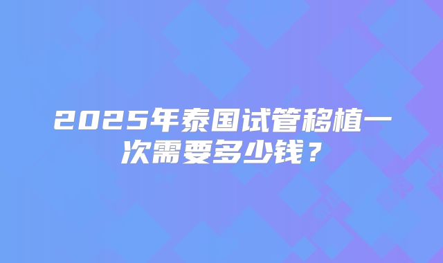2025年泰国试管移植一次需要多少钱？