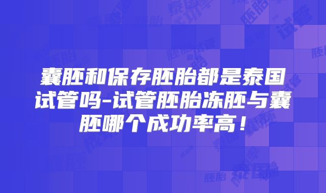 囊胚和保存胚胎都是泰国试管吗-试管胚胎冻胚与囊胚哪个成功率高！