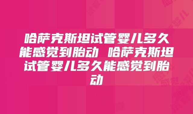 哈萨克斯坦试管婴儿多久能感觉到胎动 哈萨克斯坦试管婴儿多久能感觉到胎动