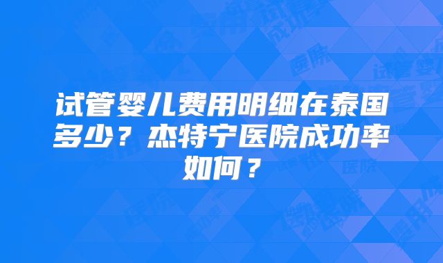 试管婴儿费用明细在泰国多少？杰特宁医院成功率如何？