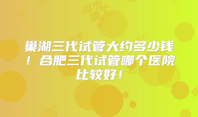 巢湖三代试管大约多少钱！合肥三代试管哪个医院比较好！