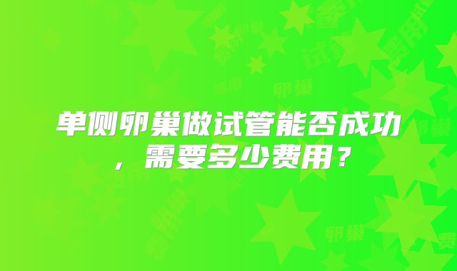 单侧卵巢做试管能否成功，需要多少费用？
