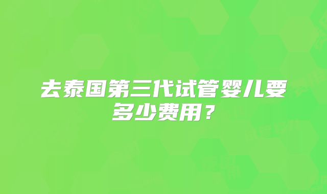 去泰国第三代试管婴儿要多少费用？