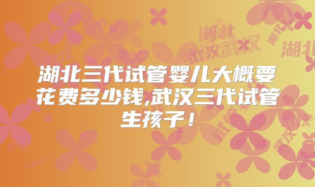 湖北三代试管婴儿大概要花费多少钱,武汉三代试管生孩子！