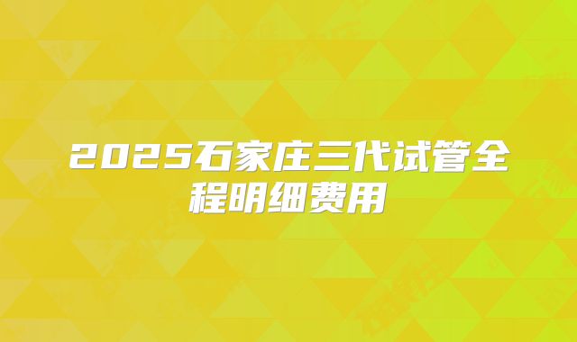 2025石家庄三代试管全程明细费用