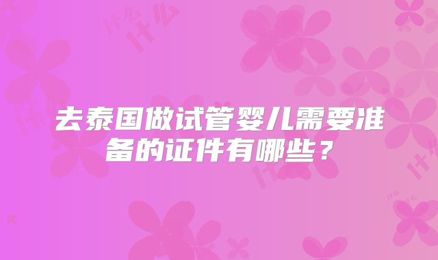 去泰国做试管婴儿需要准备的证件有哪些？