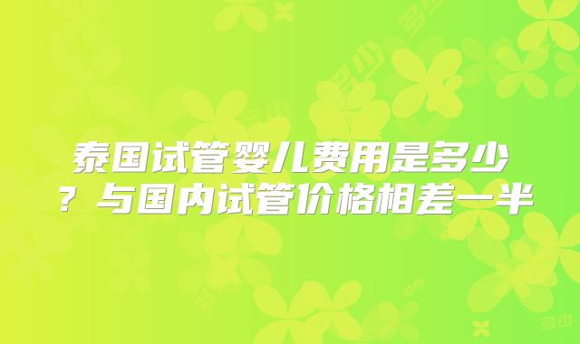 泰国试管婴儿费用是多少？与国内试管价格相差一半