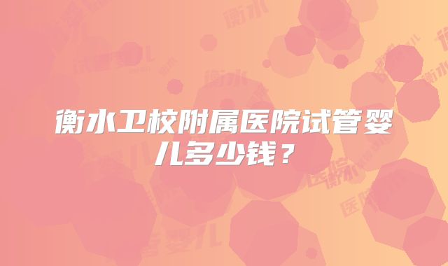 衡水卫校附属医院试管婴儿多少钱?