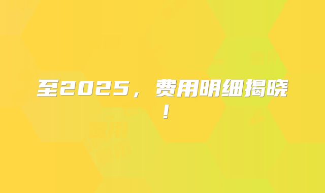 至2025,费用明细揭晓!