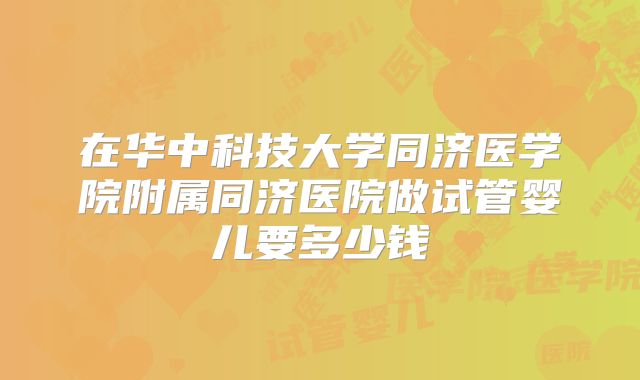 在华中科技大学同济医学院附属同济医院做试管婴儿要多少钱