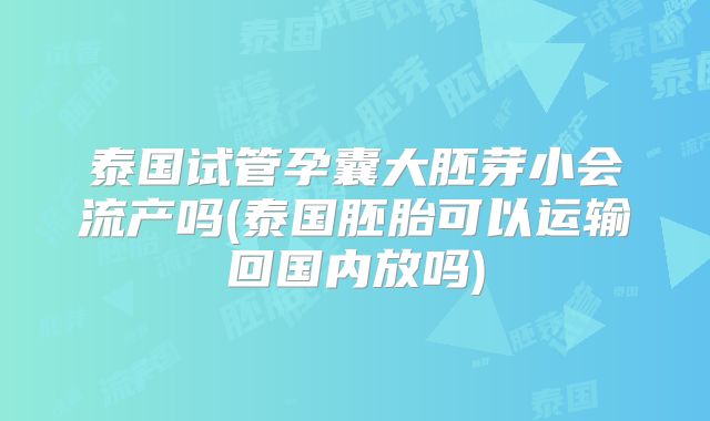 泰国试管孕囊大胚芽小会流产吗(泰国胚胎可以运输回国内放吗)