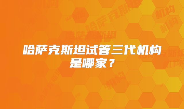 哈萨克斯坦试管三代机构是哪家？