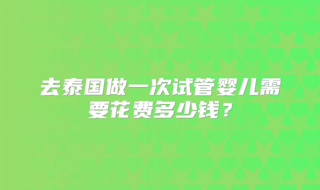 去泰国做一次试管婴儿需要花费多少钱？