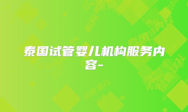 泰国试管婴儿机构服务内容-