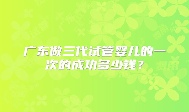 广东做三代试管婴儿的一次的成功多少钱?