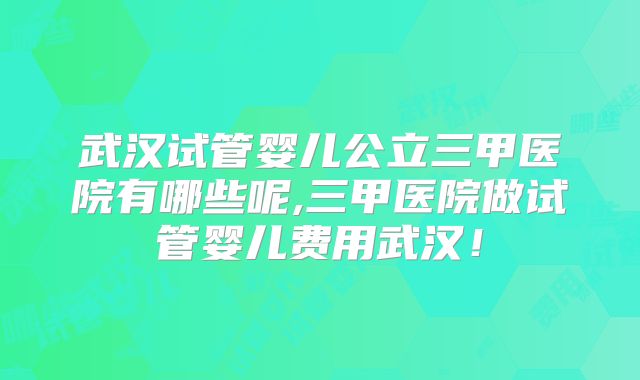 武汉试管婴儿公立三甲医院有哪些呢,三甲医院做试管婴儿费用武汉!