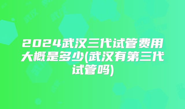2024武汉三代试管费用大概是多少(武汉有第三代试管吗)