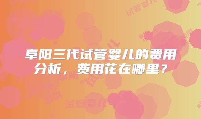 阜阳三代试管婴儿的费用分析，费用花在哪里？