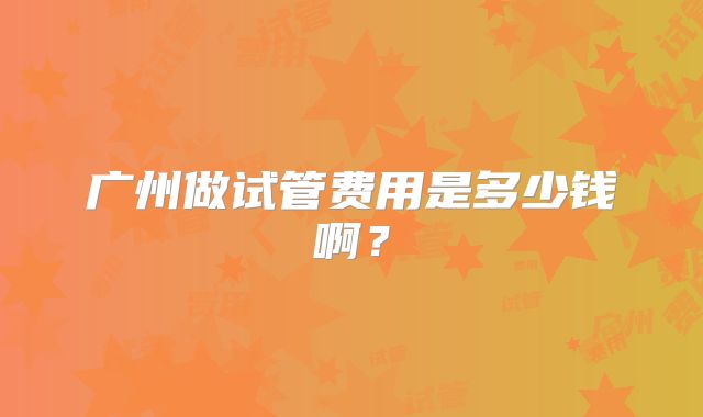 广州做试管费用是多少钱啊？