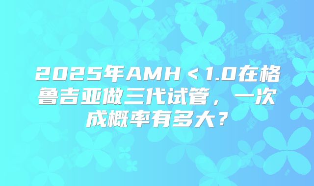 2025年AMH＜1.0在格鲁吉亚做三代试管，一次成概率有多大？