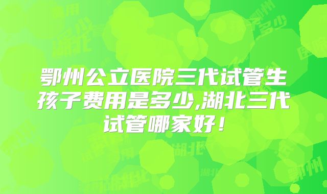 鄂州公立医院三代试管生孩子费用是多少,湖北三代试管哪家好!