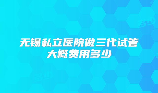 无锡私立医院做三代试管大概费用多少