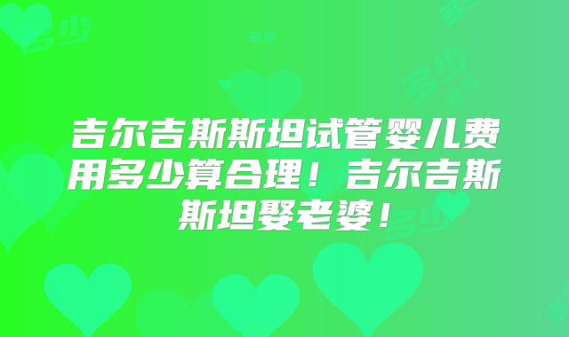 吉尔吉斯斯坦试管婴儿费用多少算合理！吉尔吉斯斯坦娶老婆！