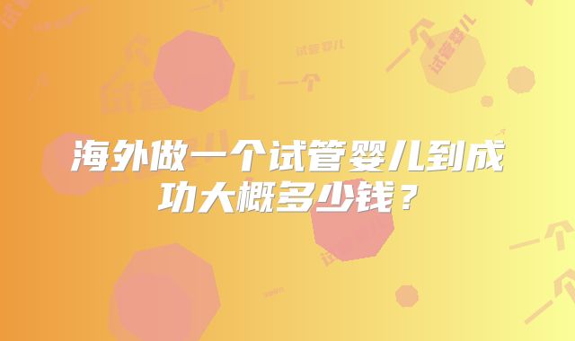 海外做一个试管婴儿到成功大概多少钱？