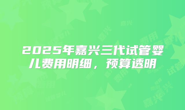 2025年嘉兴三代试管婴儿费用明细，预算透明