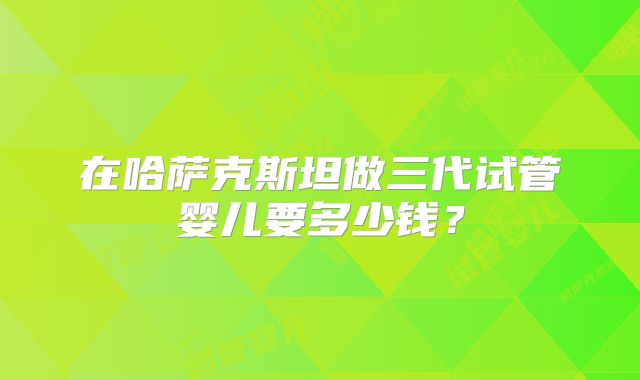 在哈萨克斯坦做三代试管婴儿要多少钱？