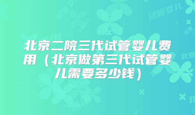北京二院三代试管婴儿费用（北京做第三代试管婴儿需要多少钱）