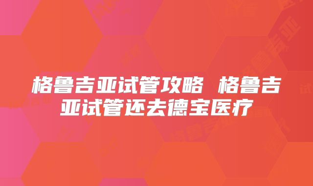 格鲁吉亚试管攻略 格鲁吉亚试管还去德宝医疗