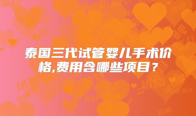 泰国三代试管婴儿手术价格,费用含哪些项目？