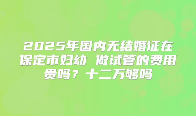 2025年国内无结婚证在保定市妇幼 做试管的费用贵吗？十二万够吗