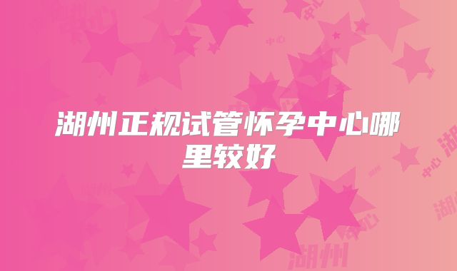 湖州正规试管怀孕中心哪里较好