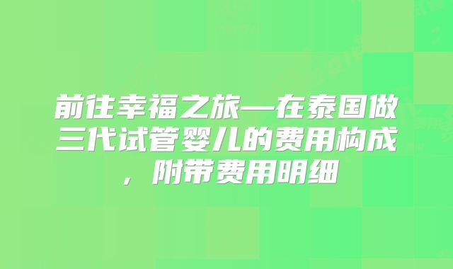 前往幸福之旅—在泰国做三代试管婴儿的费用构成，附带费用明细