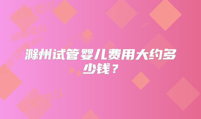 滁州试管婴儿费用大约多少钱？