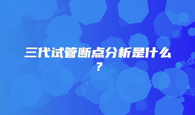 三代试管断点分析是什么？
