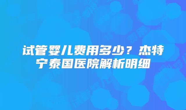 试管婴儿费用多少？杰特宁泰国医院解析明细