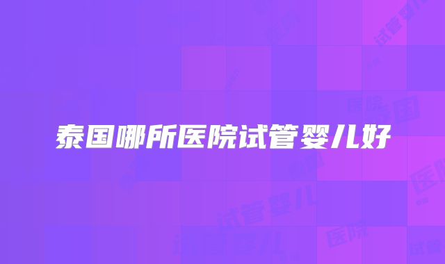 泰国哪所医院试管婴儿好