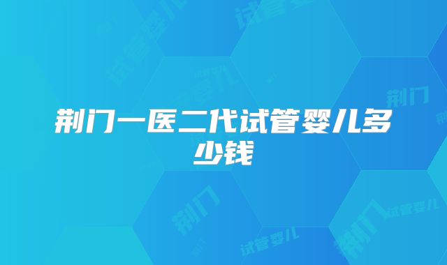 荆门一医二代试管婴儿多少钱