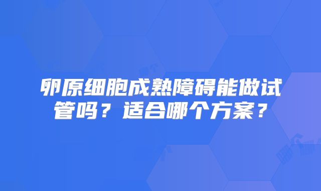 卵原细胞成熟障碍能做试管吗？适合哪个方案？