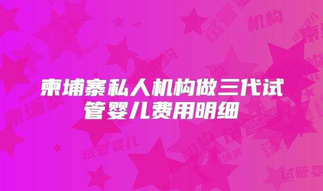 柬埔寨私人机构做三代试管婴儿费用明细