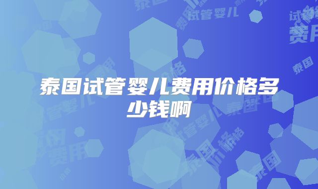 泰国试管婴儿费用价格多少钱啊