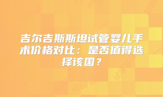 吉尔吉斯斯坦试管婴儿手术价格对比:是否值得选择该国?